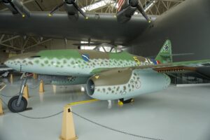 Evergreen's Messerschmitt Me 262 A-1a Schwalbe features a swastika, a symbolic reminder of the Nazi Party's appropriation. 