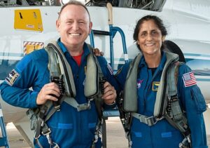 Boeing Crew Flight Test (CFT) astronauts Butch Wilmore and Suni Williams in T-38 pre-flight activities at Ellington Field. Photo Date: August 16, 2022. Location: Ellington Field, Hangar 276/Flight Line. 